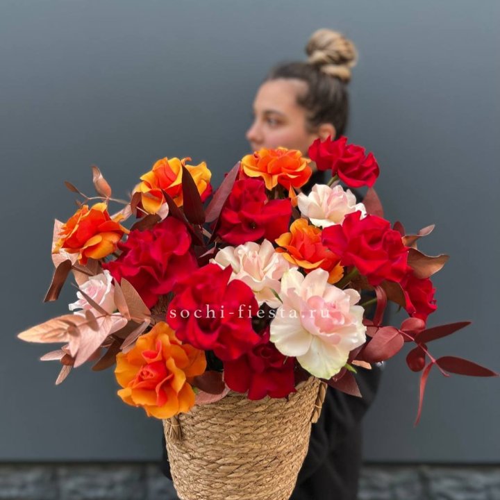 Авторский бокс "Роксана" в джутовом кашпо в Ростове-на-Дону