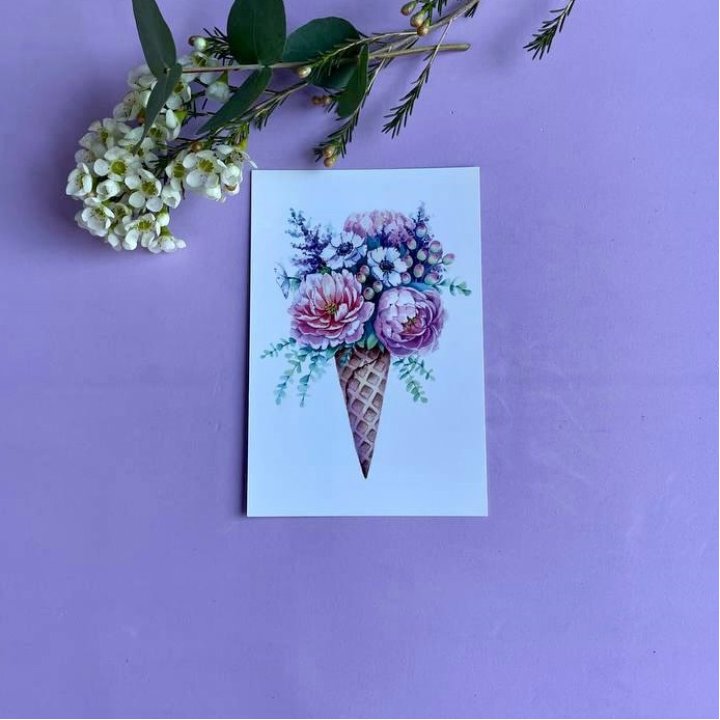 Открытка к букету "Цветочно-кремовый" в Ростове-на-Дону