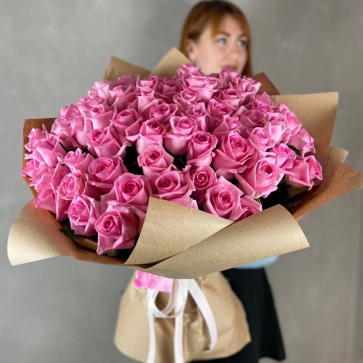 101 розовая роза в Ростове-на-Дону