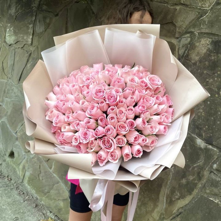 101 нежно-розовая роза Karolina  в Ростове-на-Дону