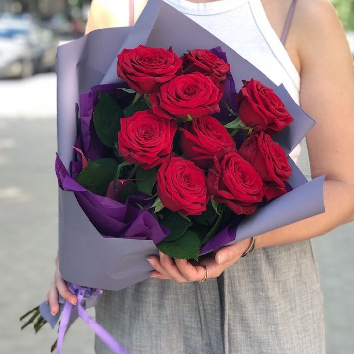 9  красных роз №1 в Ростове-на-Дону