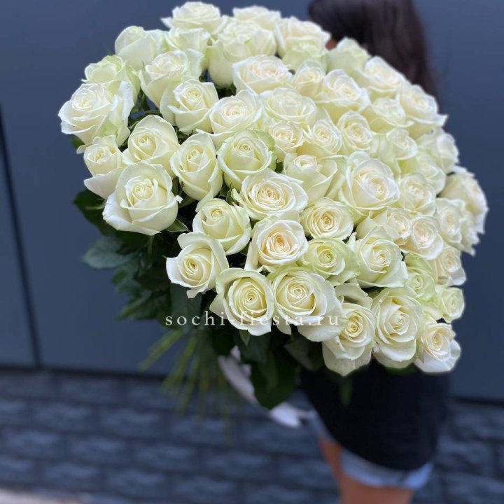 51 белоснежная высокая роза с доставкой в Ростове-на-Дону