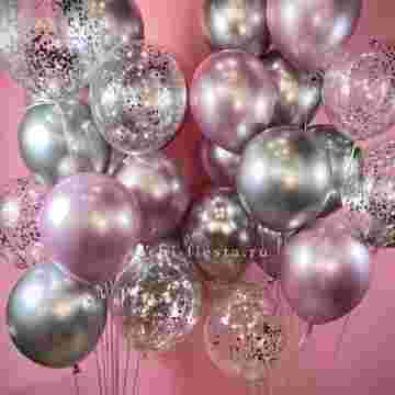 Фонтан шаров "Silver pink" в Ростове-на-Дону